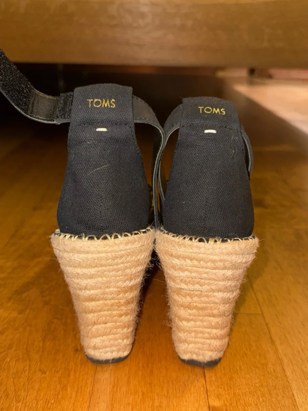 TOMS Black Espadrille Wedge Sandals